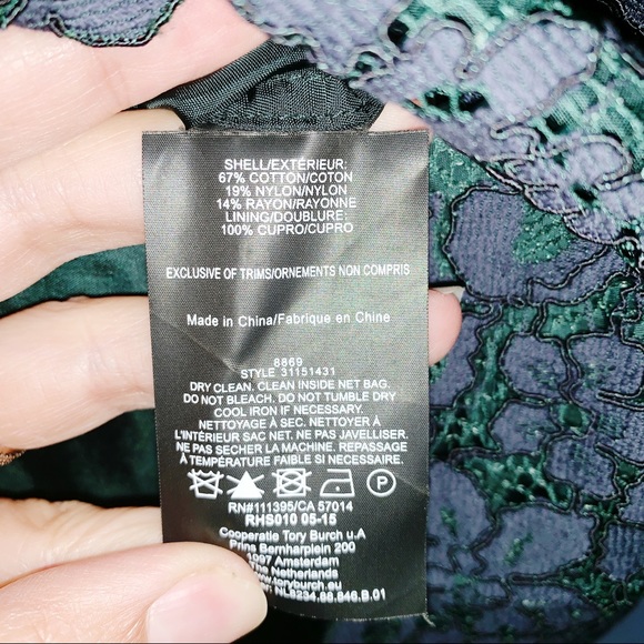 Tory Burch Navy Green Lace Dress - Picture 6 of 7